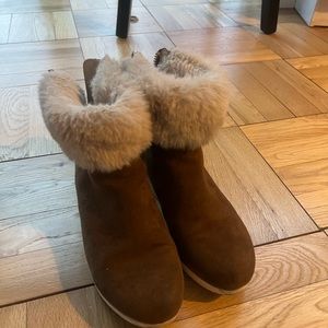 Brown suede with fur boots from DKNY